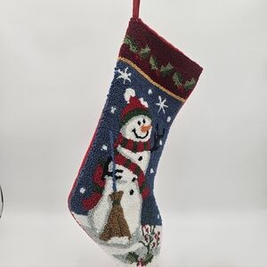 Festive Snowman Christmas Stocking - Red, Blue, Green